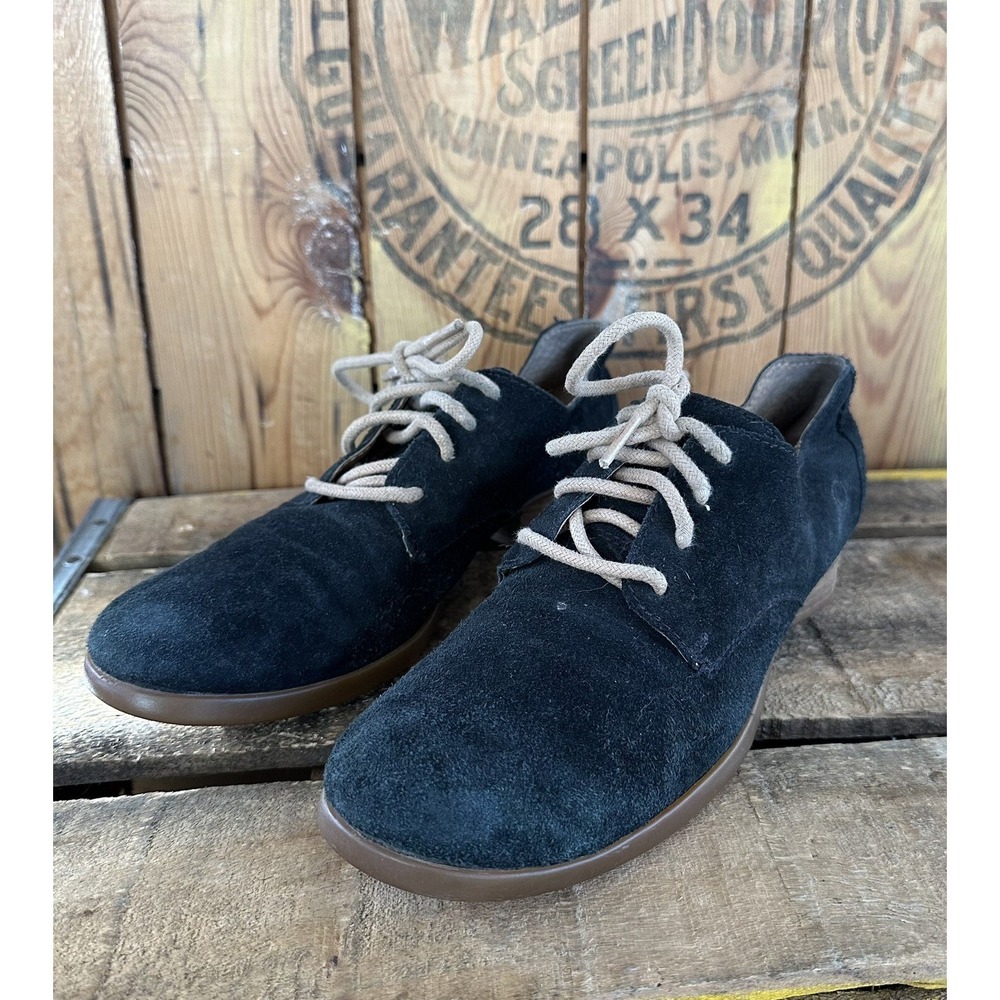 Born Black Suede Shoes Oxfords Lace Up Grunge Dark Academia Women's Sz 6.5